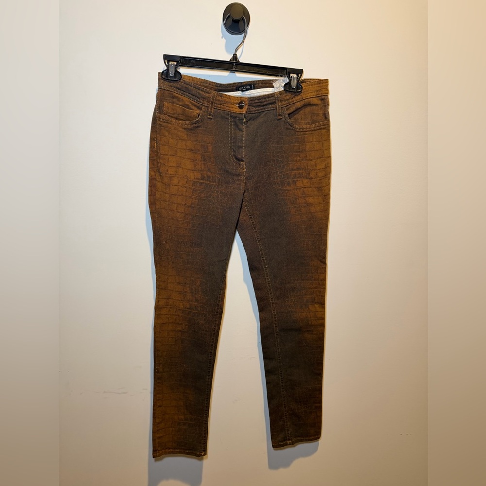 Etro Brown Textured Jeans